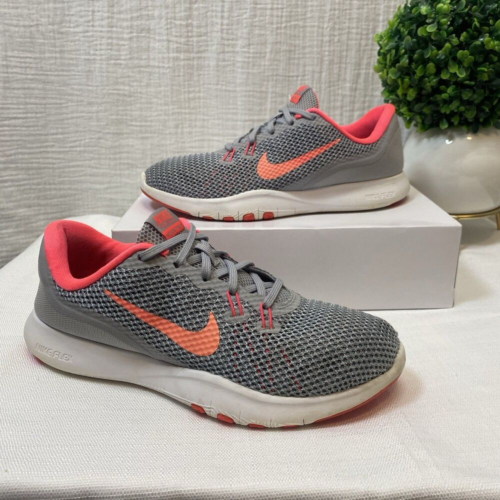 Nike Womens Flex Trainer 7 Running Shoes Gray 898479-006 Low Top LaceUp Mesh 7.5